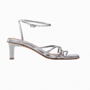 GIOSEPPO SILVER HEELED SANDALS WITH THIN STRAPS FOR WOMAN DELMAR